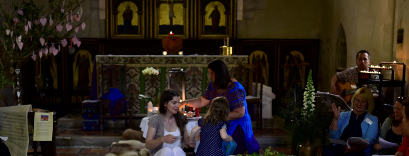 Families and friends at our interfaith solstice worship